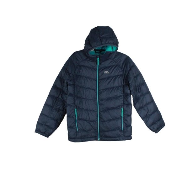 L.L. Bean Other - LL Bean Carbon Navy Nylon Hooded Ultralight 650 Down Jacket Size L 14-16